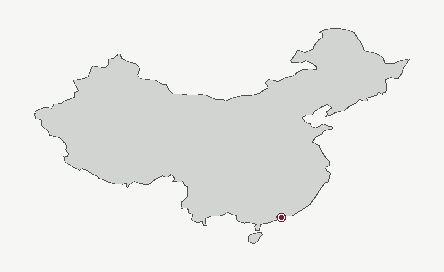 Map of China with Shenzhen marked by a red point